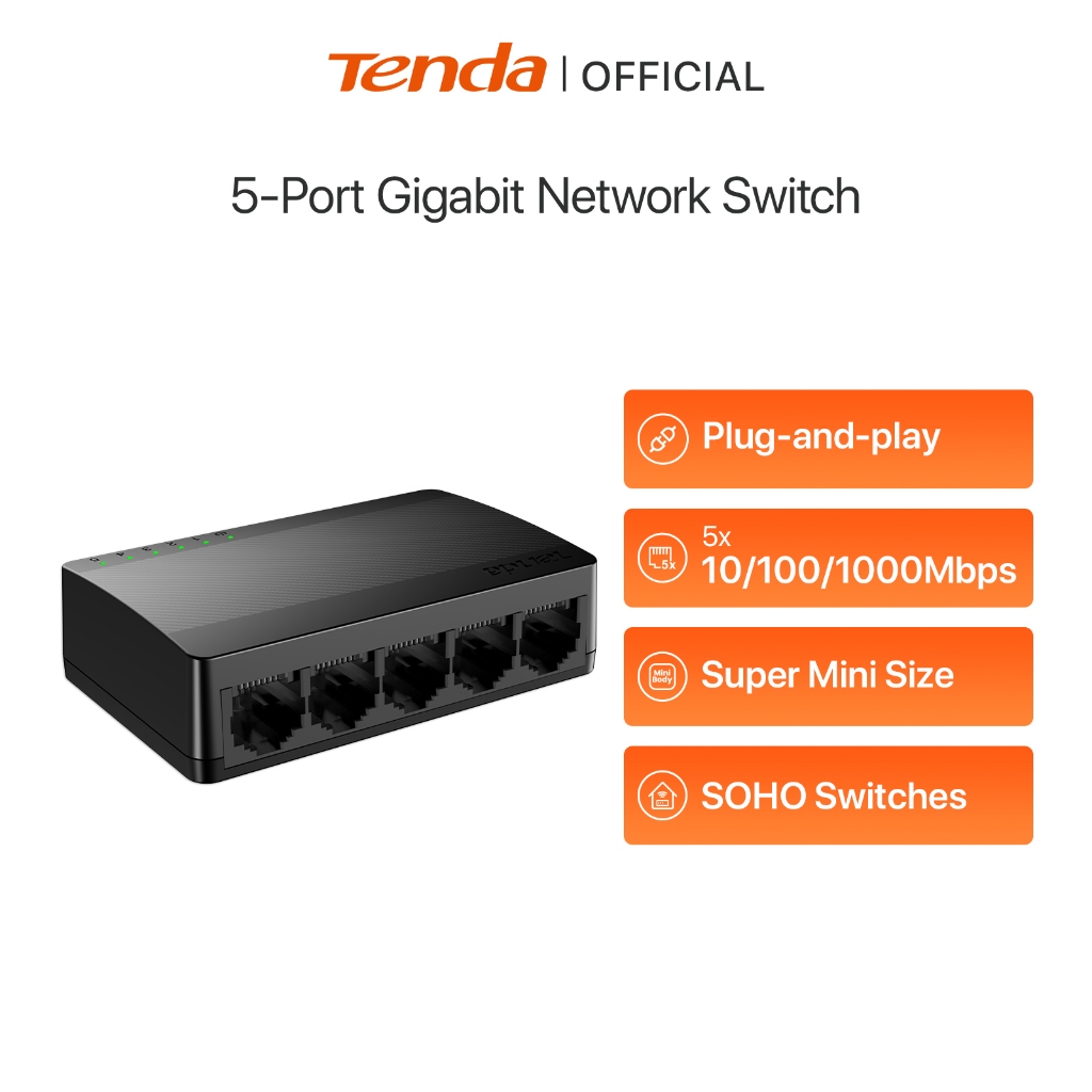 SWITCH GIGABIT ETHERNET TENDA 5 PORT SG105